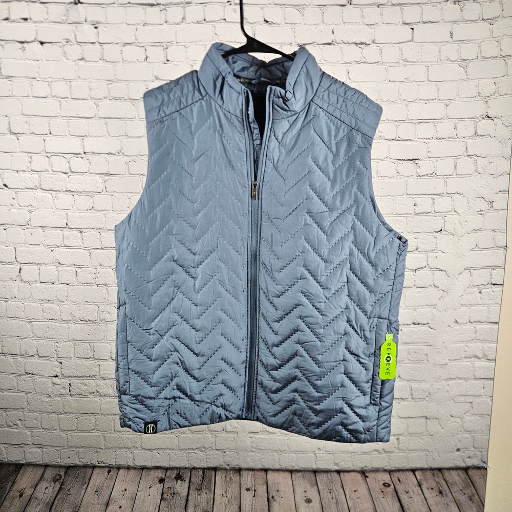 Holloway Repreve Eco-Puffer Vest Blue Quilted Full Zip Recycled Padded Adult L